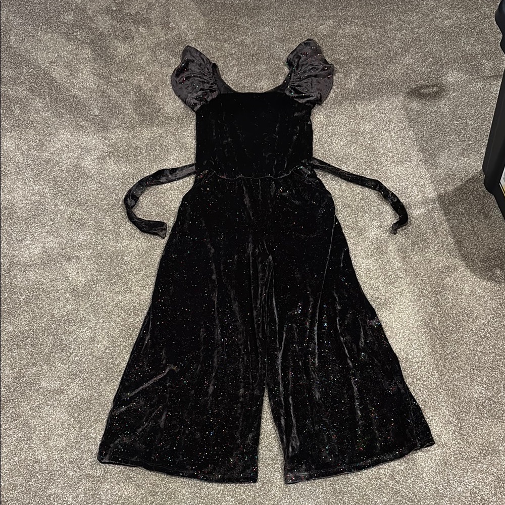 Elegant Black Velvet Jumpsuit for girls size 7
